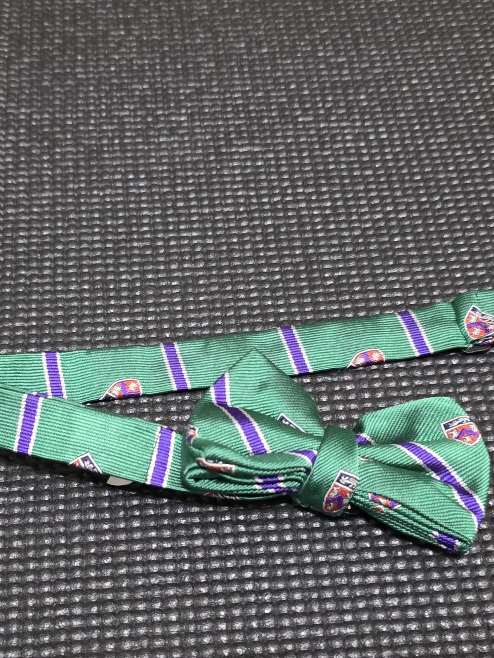Polo by Ralph Lauren Green Striped Kids Bow Tie with Crest Motif